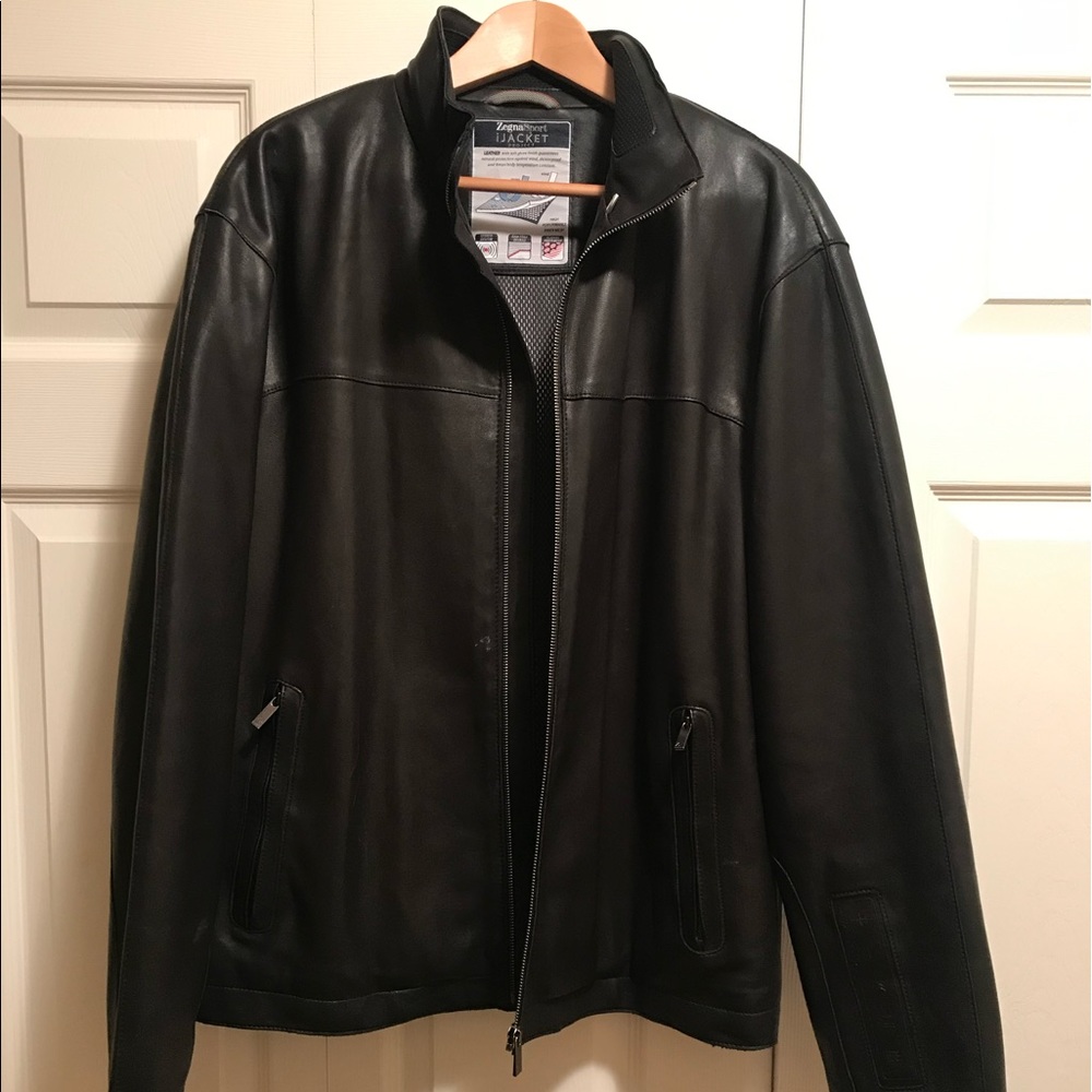 Zenga Biker Leather Jacket. Black